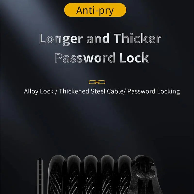 Bike Cable Lock Anti-Theft Password Security for MTB, Road, Scooter & Motorcycle