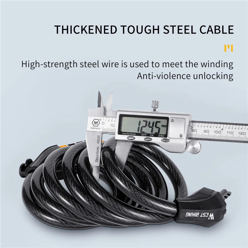 Bike Cable Lock Anti-Theft Password Security for MTB, Road, Scooter & Motorcycle
