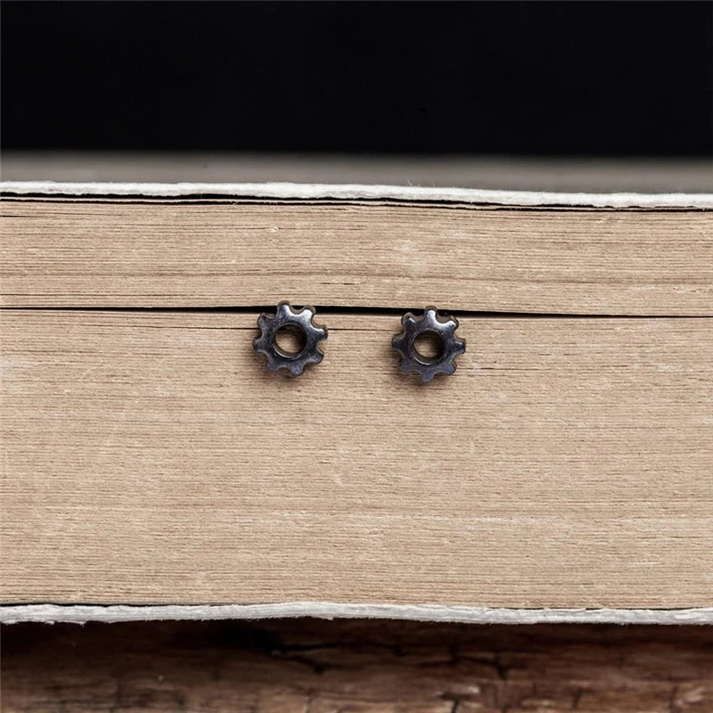 Sterling Silver Steampunk Studs Hip-Hop Ear Jewelry for Men & Women deideas
