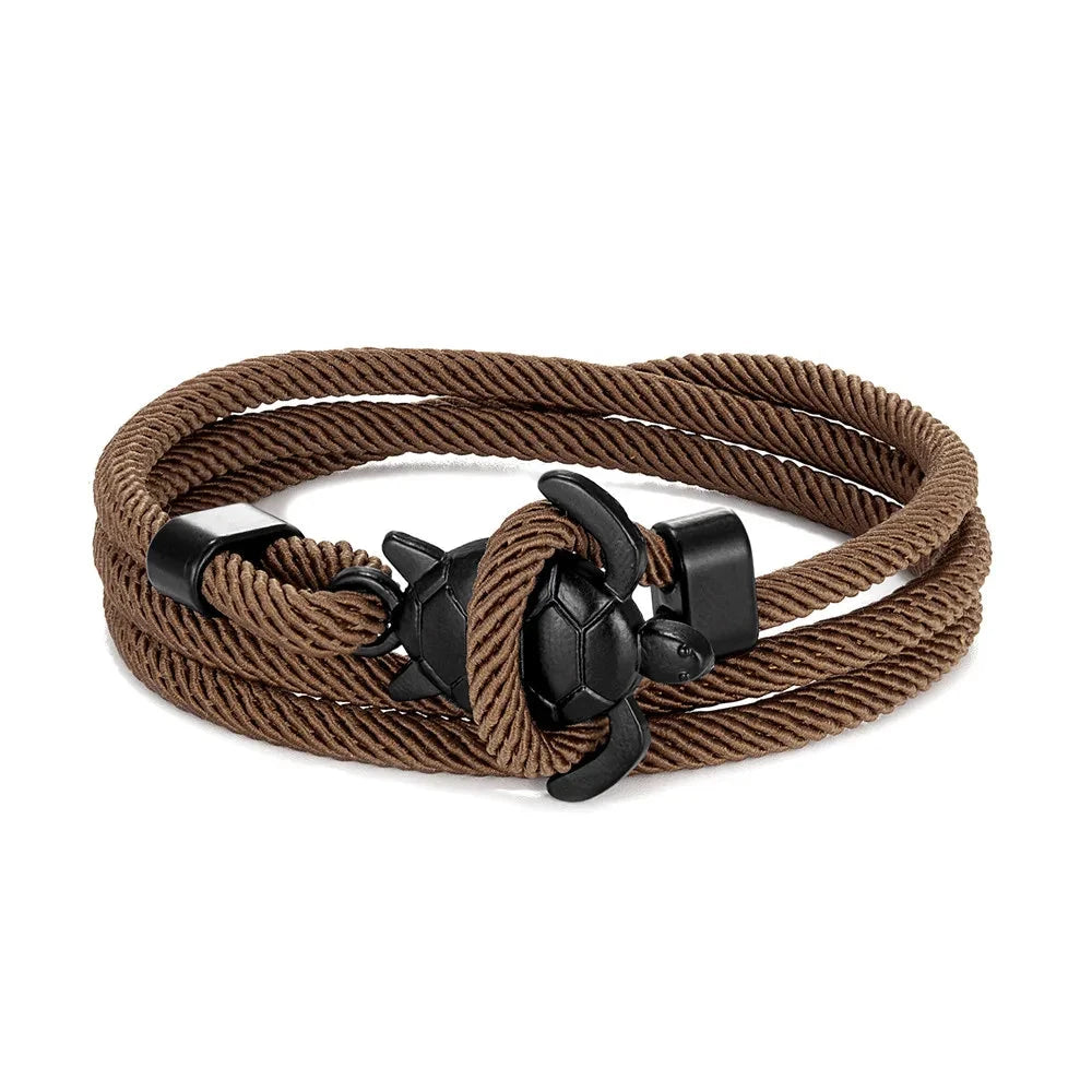 Sea Turtle Rope Bracelet Hand-Braided Dark Blue Viking Style deideas