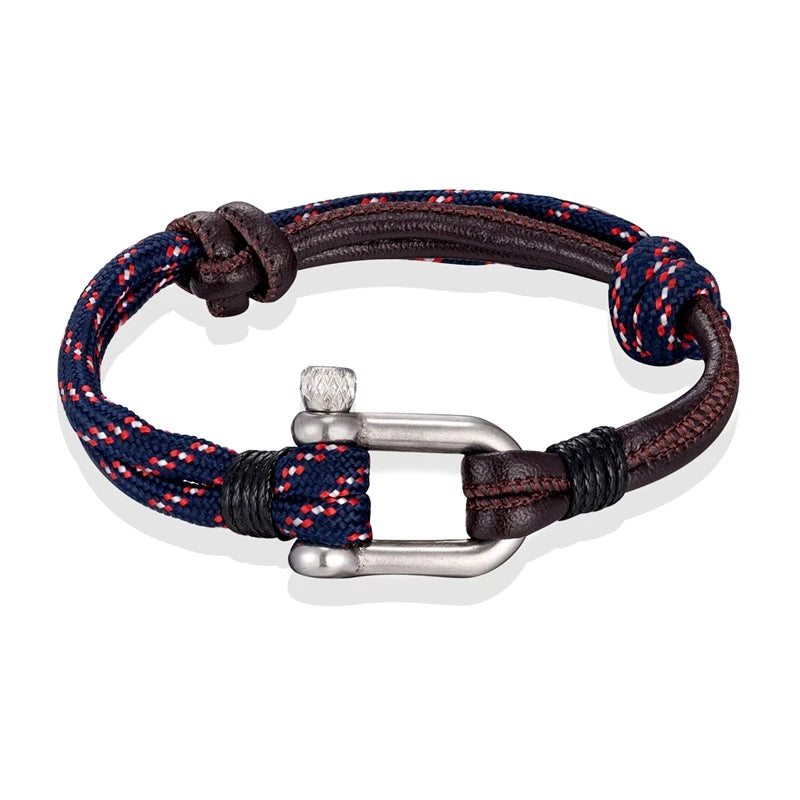 Navy Style Paracord Survival Bracelet U-Shaped Stainless Steel Shackle