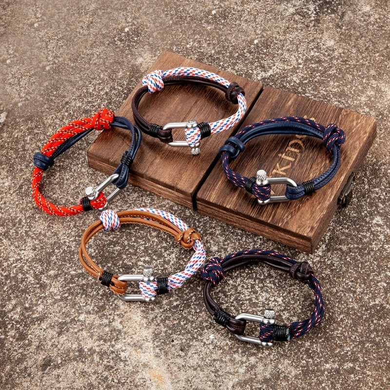 Navy Style Paracord Survival Bracelet U-Shaped Stainless Steel Shackle