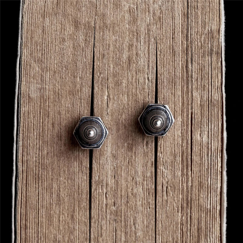 Sterling Silver Spark Plug Stud Earrings Biker-Inspired Steampunk & Cyberpunk Jewelry