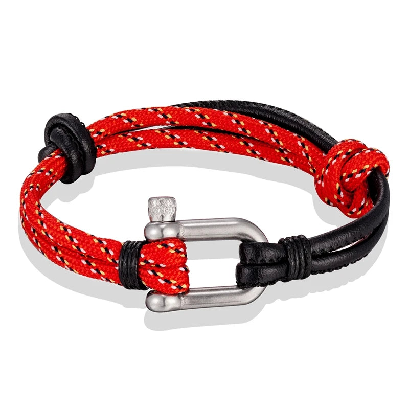 Navy Style Paracord Survival Bracelet U-Shaped Stainless Steel Shackle