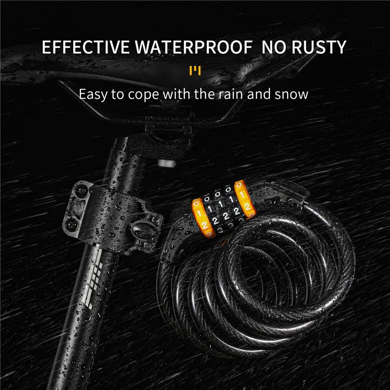 Bike Cable Lock Anti-Theft Password Security for MTB, Road, Scooter & Motorcycle