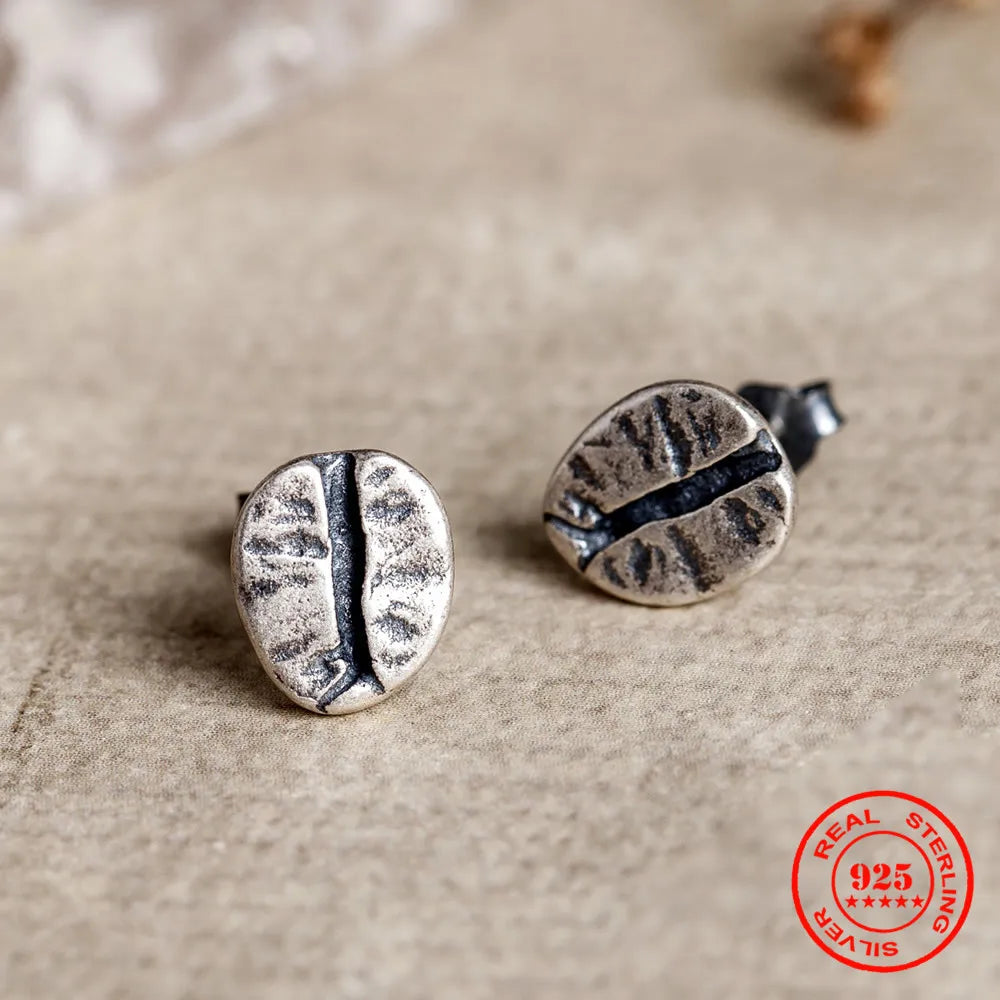 Coffee Bean Stud Earrings Punk & Vintage Style for Men & Women, Party & Wedding Jewelry