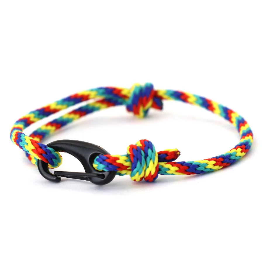 New Handmade Ethnic String Bracelet For Men Marine Fabric Nautical Braslet Black D Buckle Climbing Rope Braclet Beach Pulseria deideas