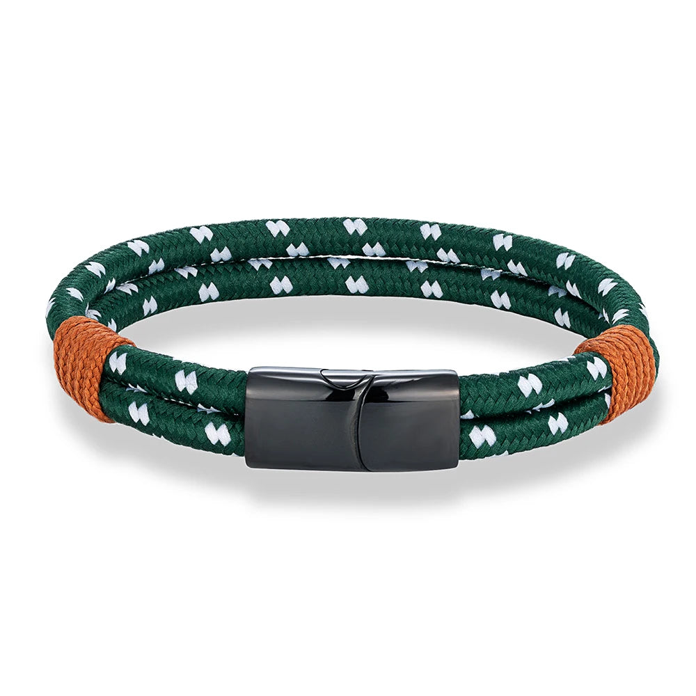Fashion Nautical Bracelet Woven Rope with Stainless Steel Accent