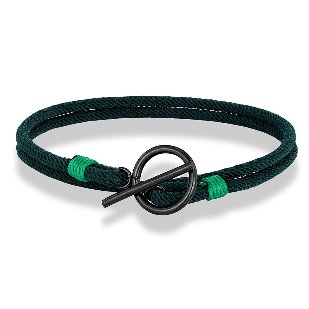 Stylish Rope Bracelet Nautical Design with Stainless Steel OT Buckle
