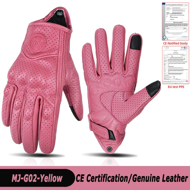 Classic Vintage Leather Riding Gloves Touchscreen, Unisex, Motorcycle & Cycling