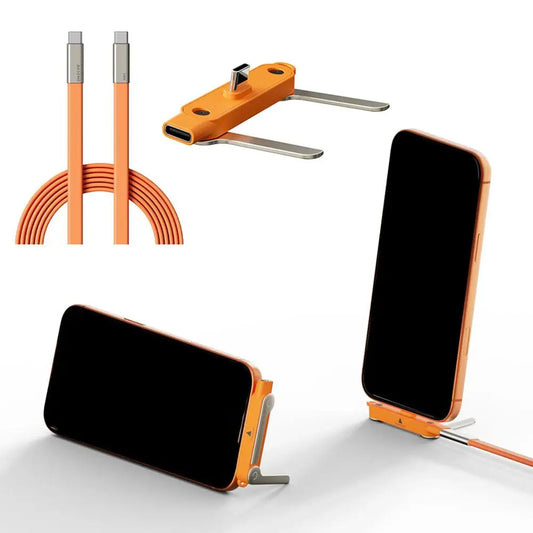 240W USB-C to USB-C Cable + Phone Stand Adapter - 480Mbps, 1.5m, Liquid Silicone