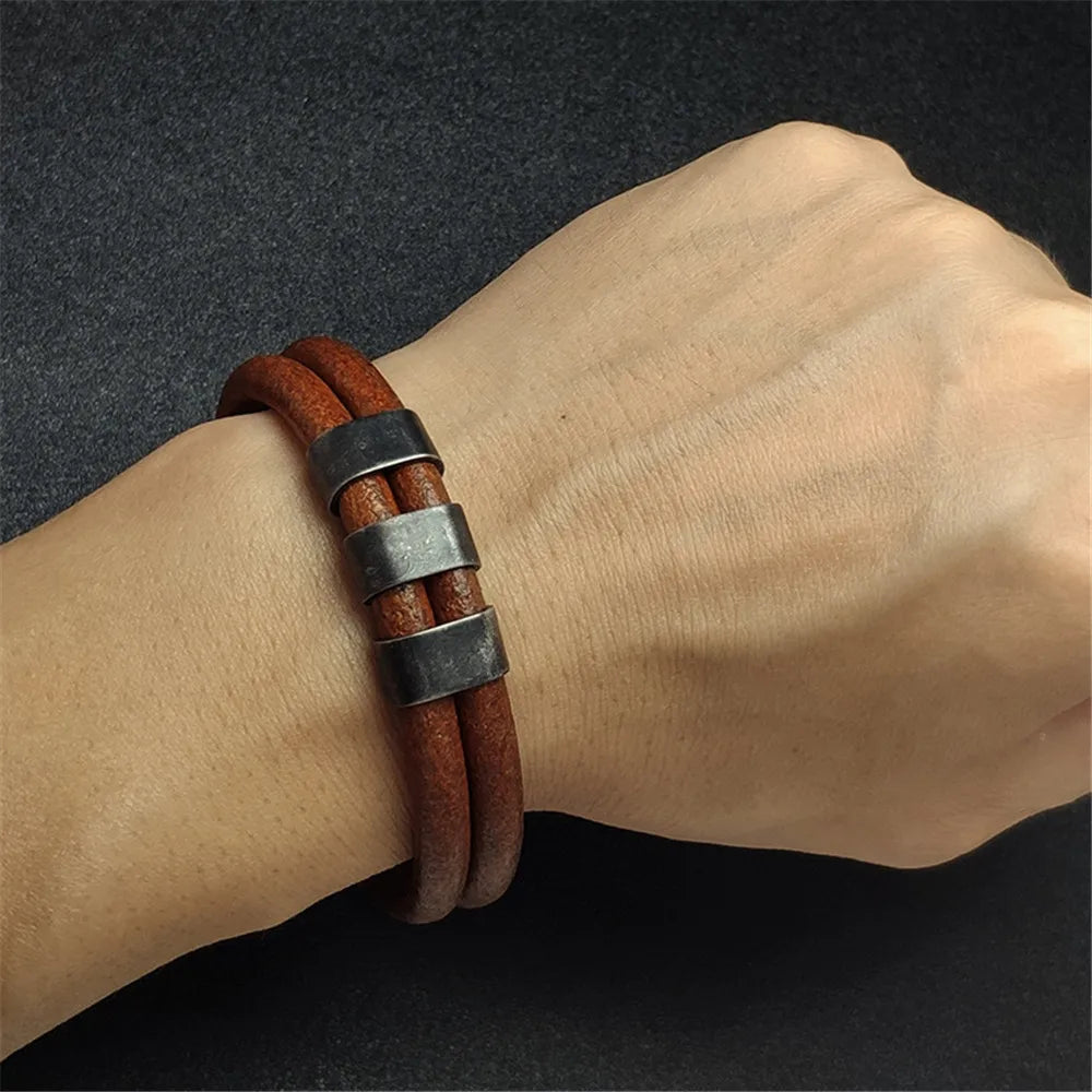 Equestrian Edge Vintage Double Strand Leather Bracelet