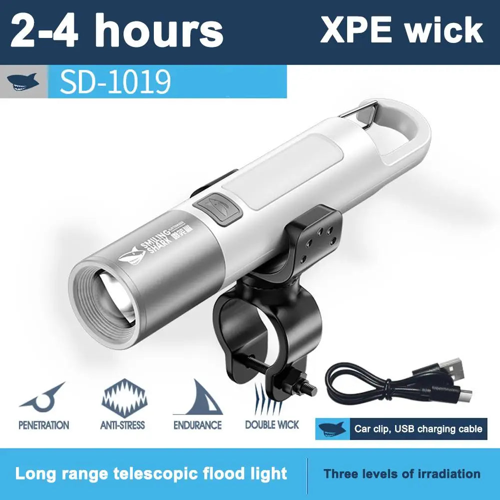 Waterproof USB Rechargeable LED Flashlight with Bicycle Stand