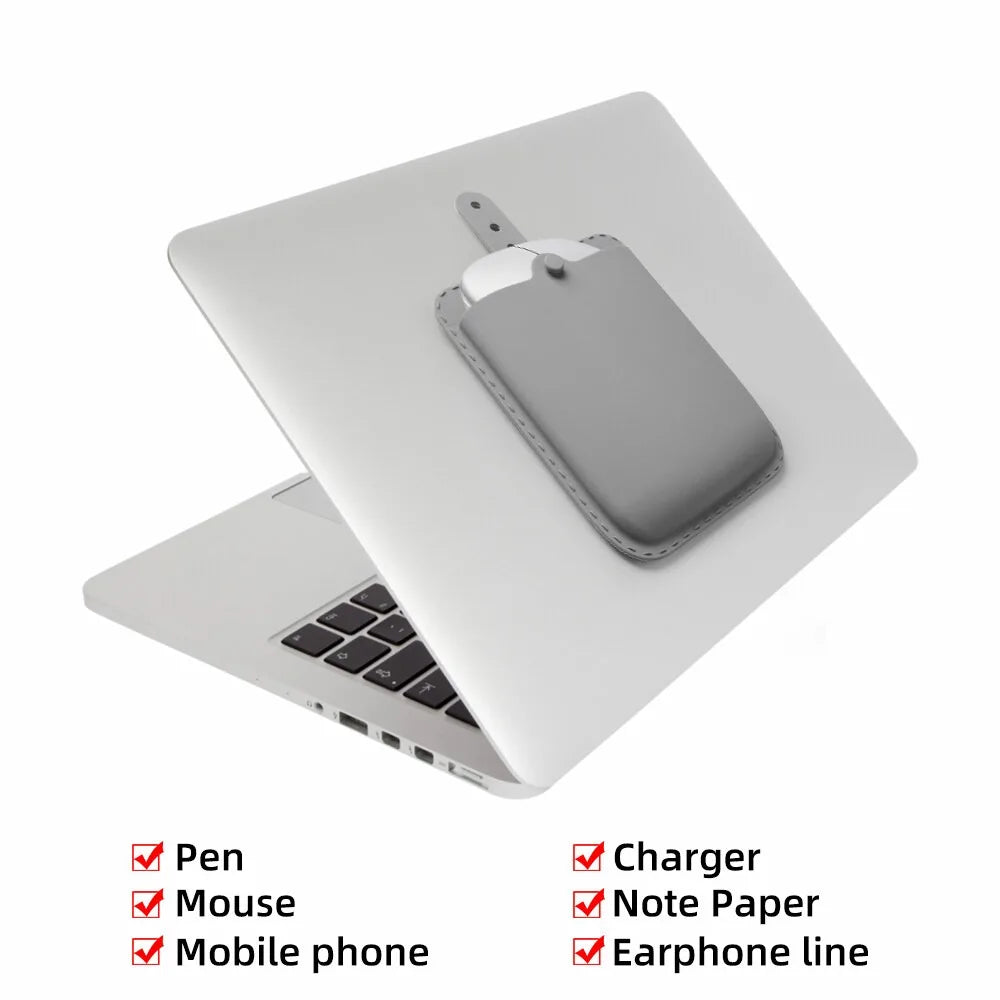 Adhesive Laptop Storage Pouch Elastic Organizer for Mouse & Accessories