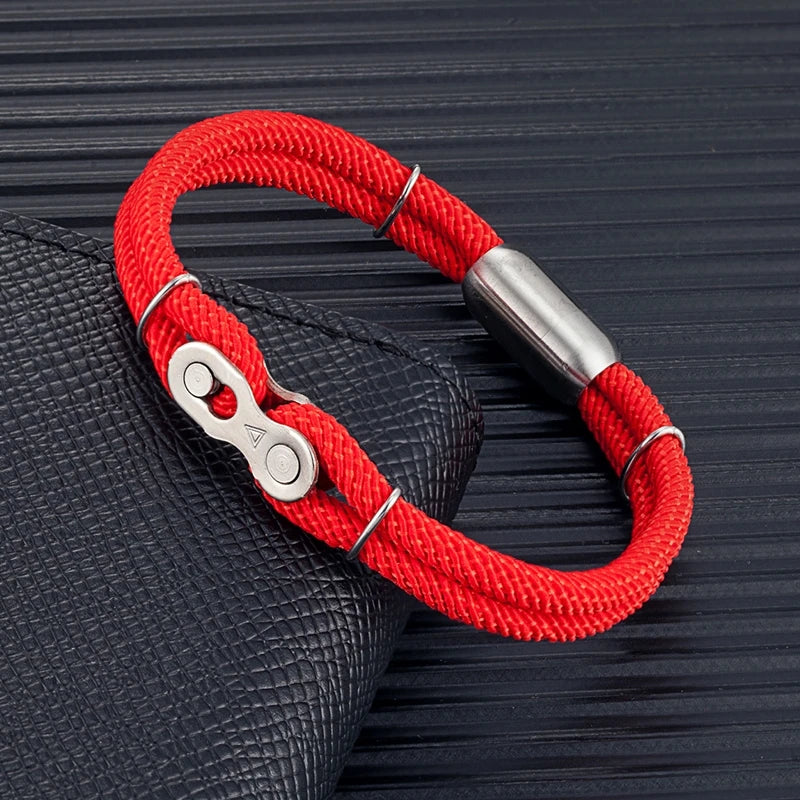 Biker Chain Magnetic Bracelet Rugged Rope & Rock Style