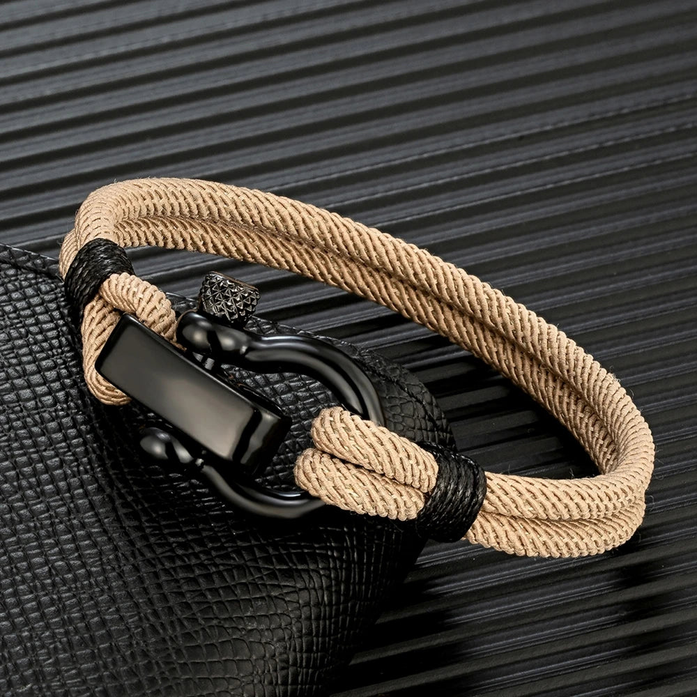 Outdoor Rescue Bracelet Durable Rope & Steel Shackle Buckle