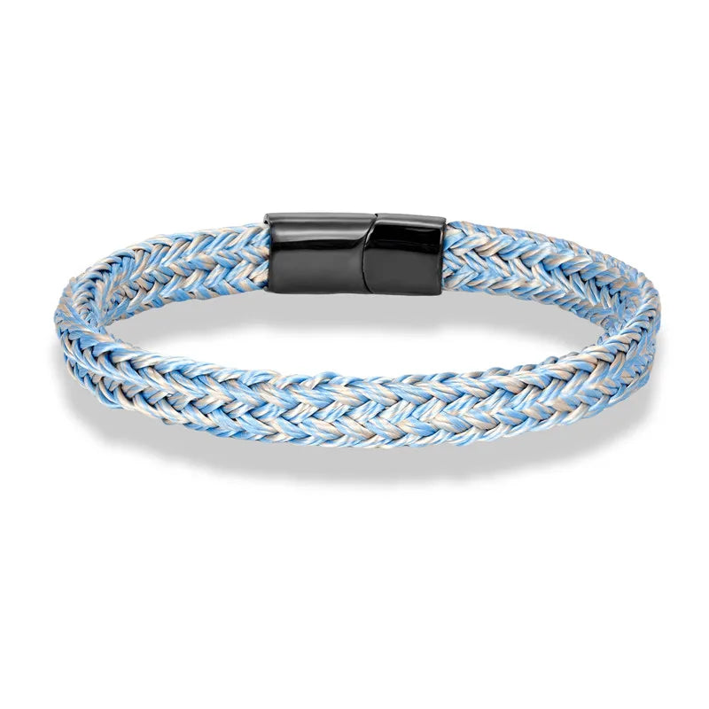 Pulsera Nudo de Capitán, Estilo Marinero, Acero Inoxidable Negro, Accesorio Hecho a Mano