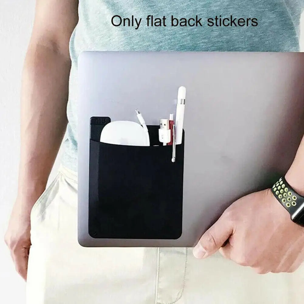 Adhesive Laptop Accessory Pouch For Mouse, Drive, Pen & More