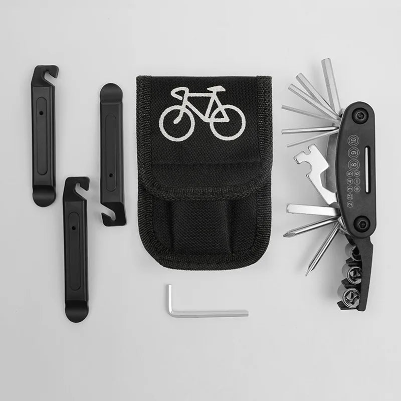 Bicycle Repair Tool Kit Pump Tire Patch Multifunctional Wrench