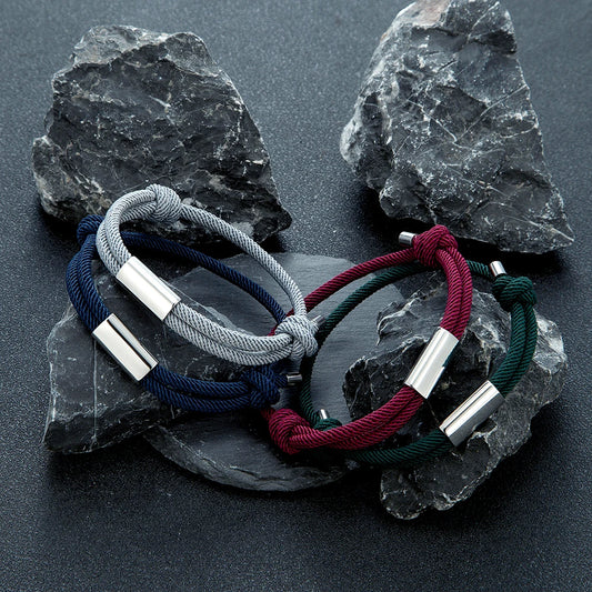 Pulsera de cuerda personalizada – Grabado de nombre personalizado | Náutica Boho Unisex