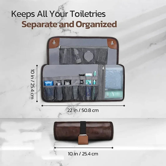Neceser de piel premium para hombre - Kit de viaje resistente al agua