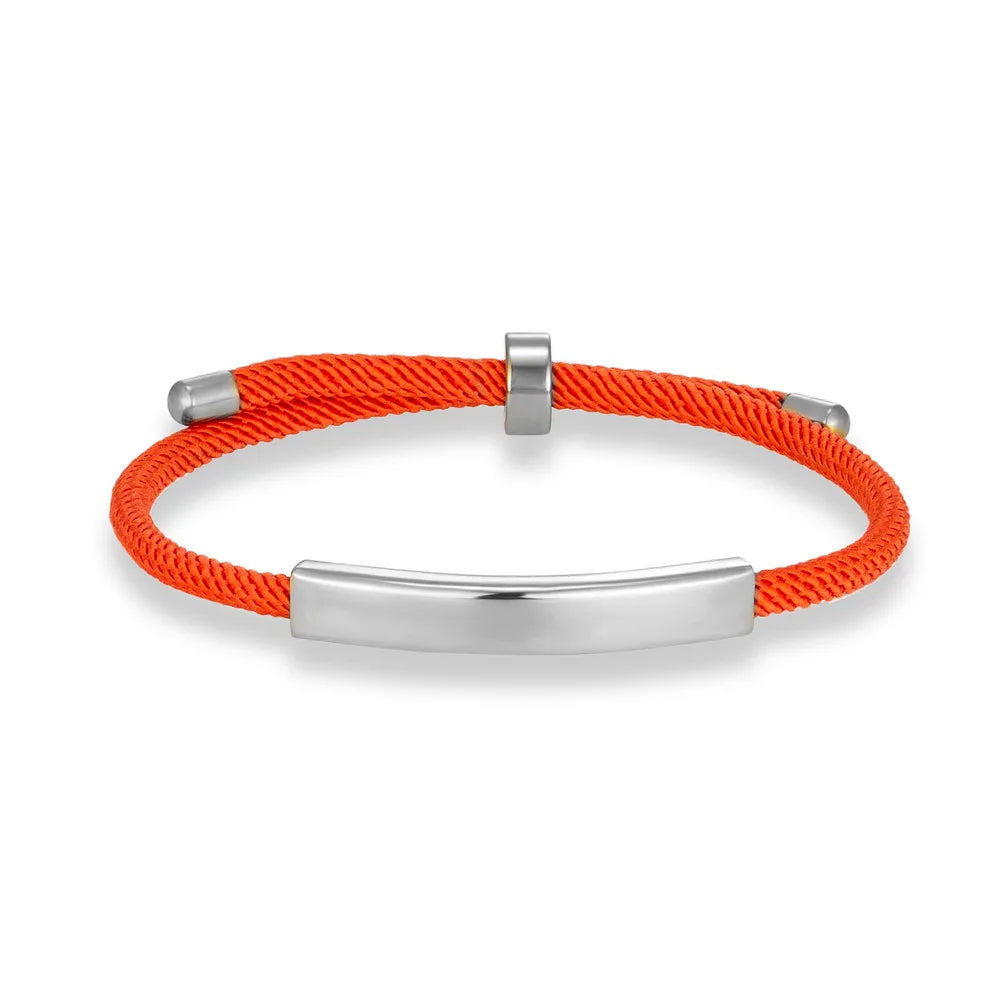 Pulsera de cuerda grabada a medida - Acero inoxidable, ajustable, 15 colores, personalizada