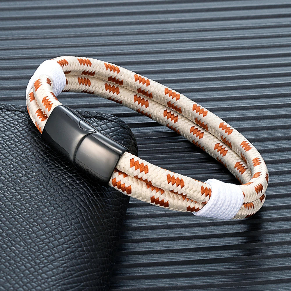 Fashion Nautical Bracelet Woven Rope with Stainless Steel Accent