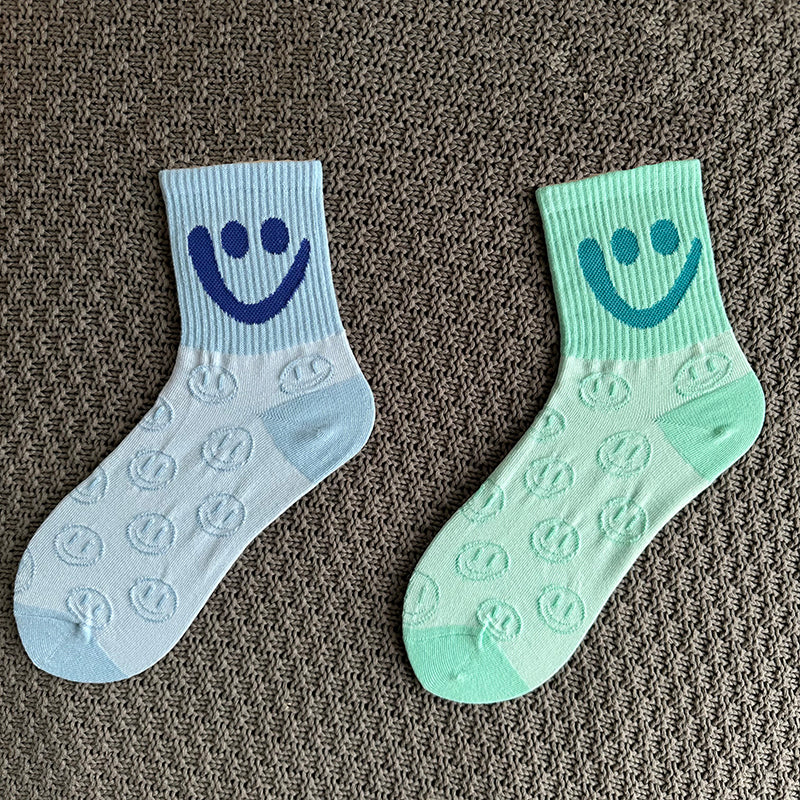 Calcetines con Caritas Felices - Smile, Caja de Regalo de 4 Pares, Estilo Coreano, EUR36-43