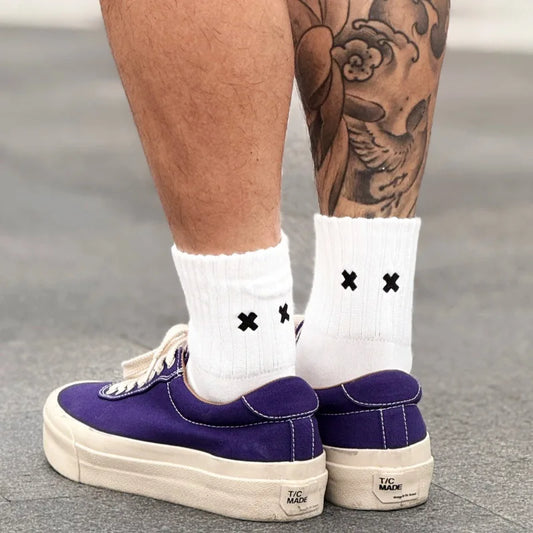 Swiss Cross Ribbed Socks – Clean Embroidered Detail, Unisex Cotton Blend EU 38-44