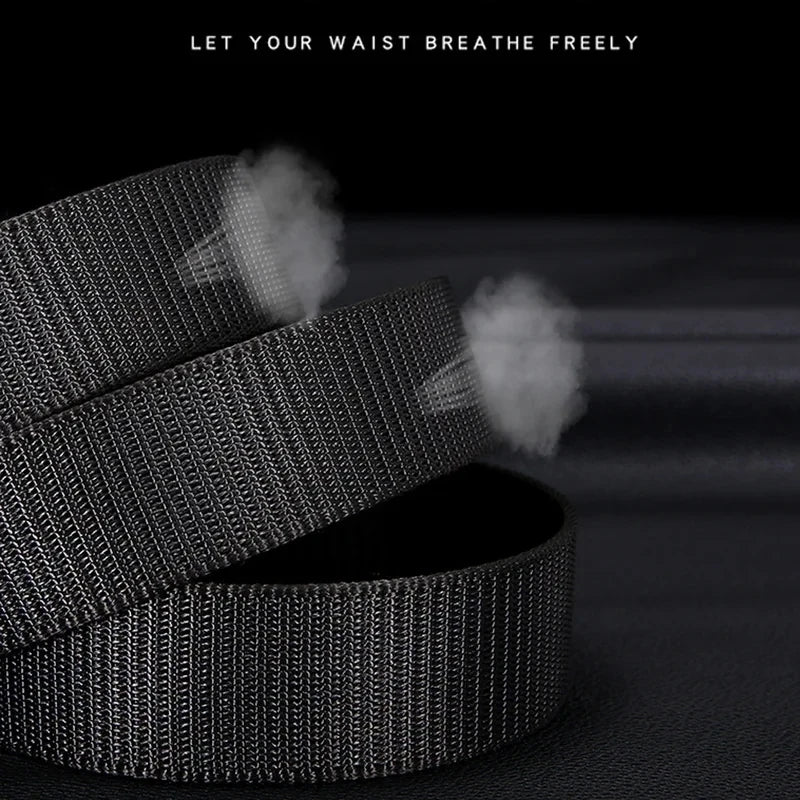 Cinturón automático para hombre con hebilla de metal y nailon, informal, para deportes al aire libre y trabajo