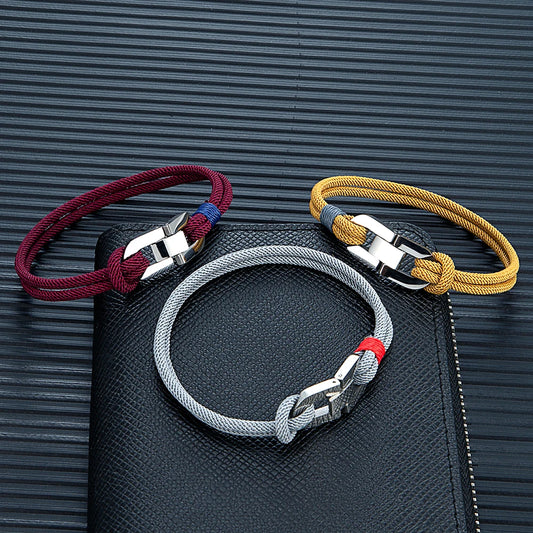 Braided Rope & Steel Anchor Bracelet – Couples Nautical Style