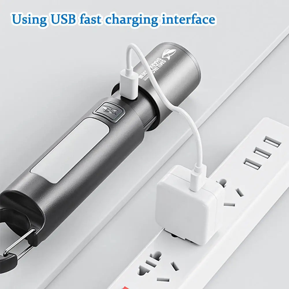 Waterproof USB Rechargeable LED Flashlight with Bicycle Stand