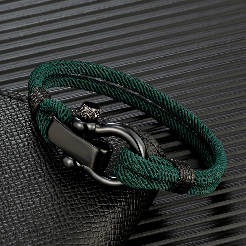 Outdoor Rescue Bracelet Durable Rope & Steel Shackle Buckle