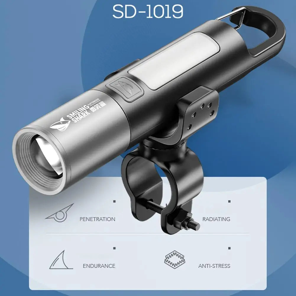Waterproof USB Rechargeable LED Flashlight with Bicycle Stand