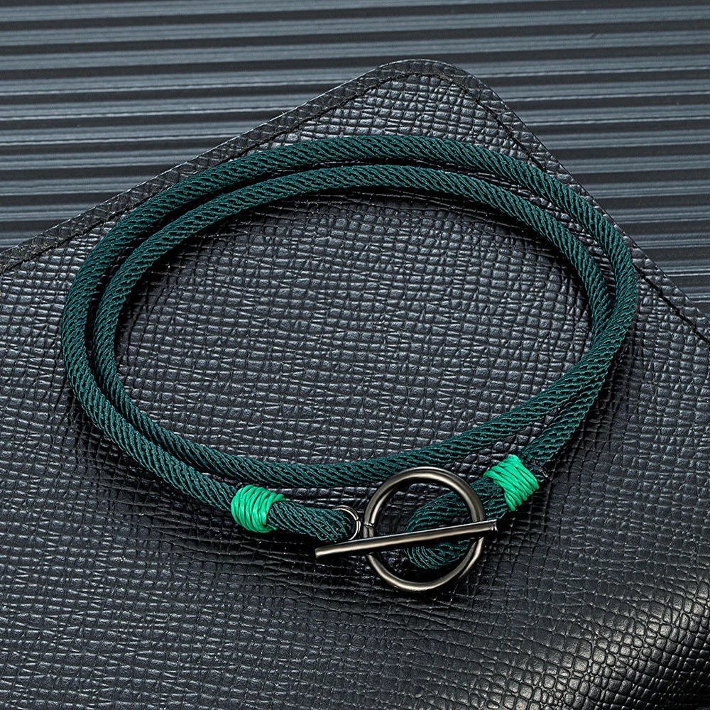 Stylish Rope Bracelet Nautical Design with Stainless Steel OT Buckle