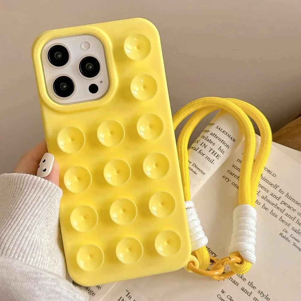 Silicone iPhone Case with Lanyard - Shockproof, Anti-Slip, 6 Colors, iPhone 11-17 Pro Max
