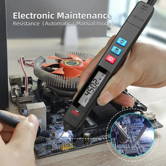 Digital multimeter, voltage detector, tester, contactless smart electric pen, NCV, live cable continuity test, Hz ohms, DC, AC meter deideas