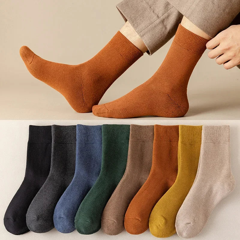 Classic Winter Cotton Mid-Calf Socks Premium Warmth & Comfort