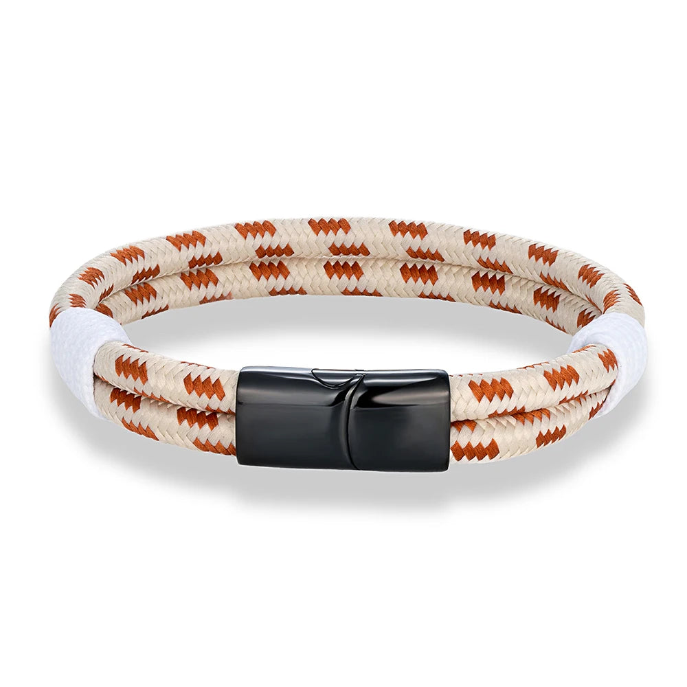 Fashion Nautical Bracelet Woven Rope with Stainless Steel Accent