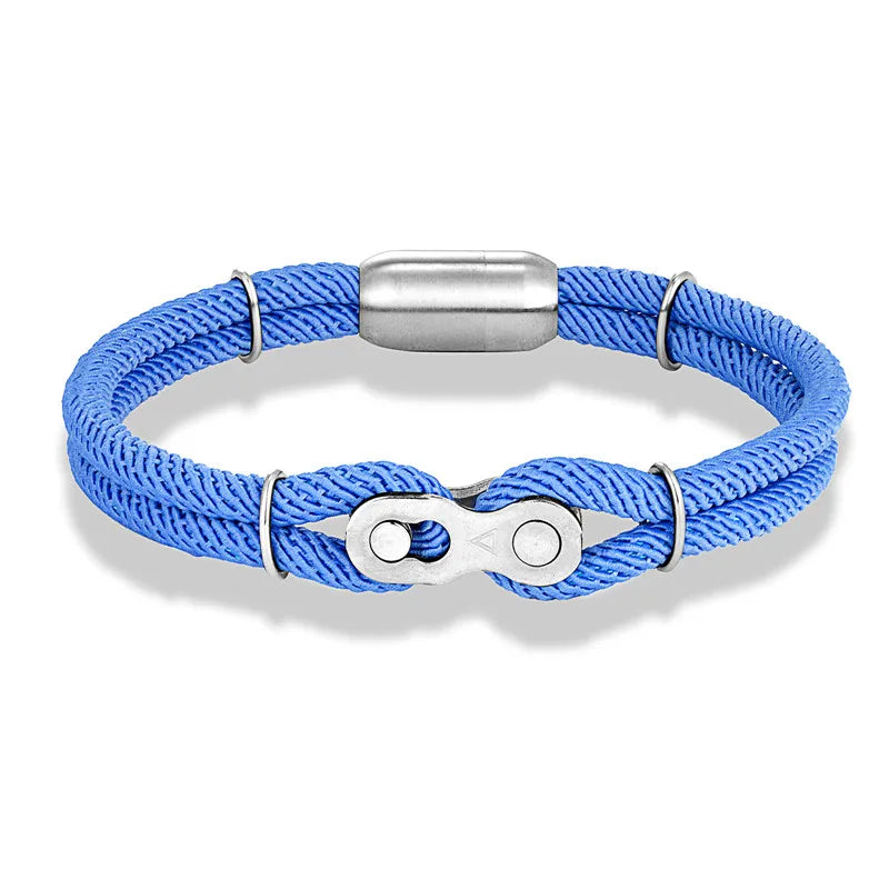 Biker Chain Magnetic Bracelet Rugged Rope & Rock Style