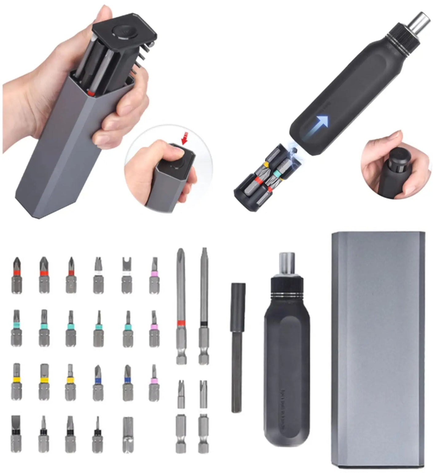 Ratchet precision screwdriver with Phillips Torx magnetic drill bit