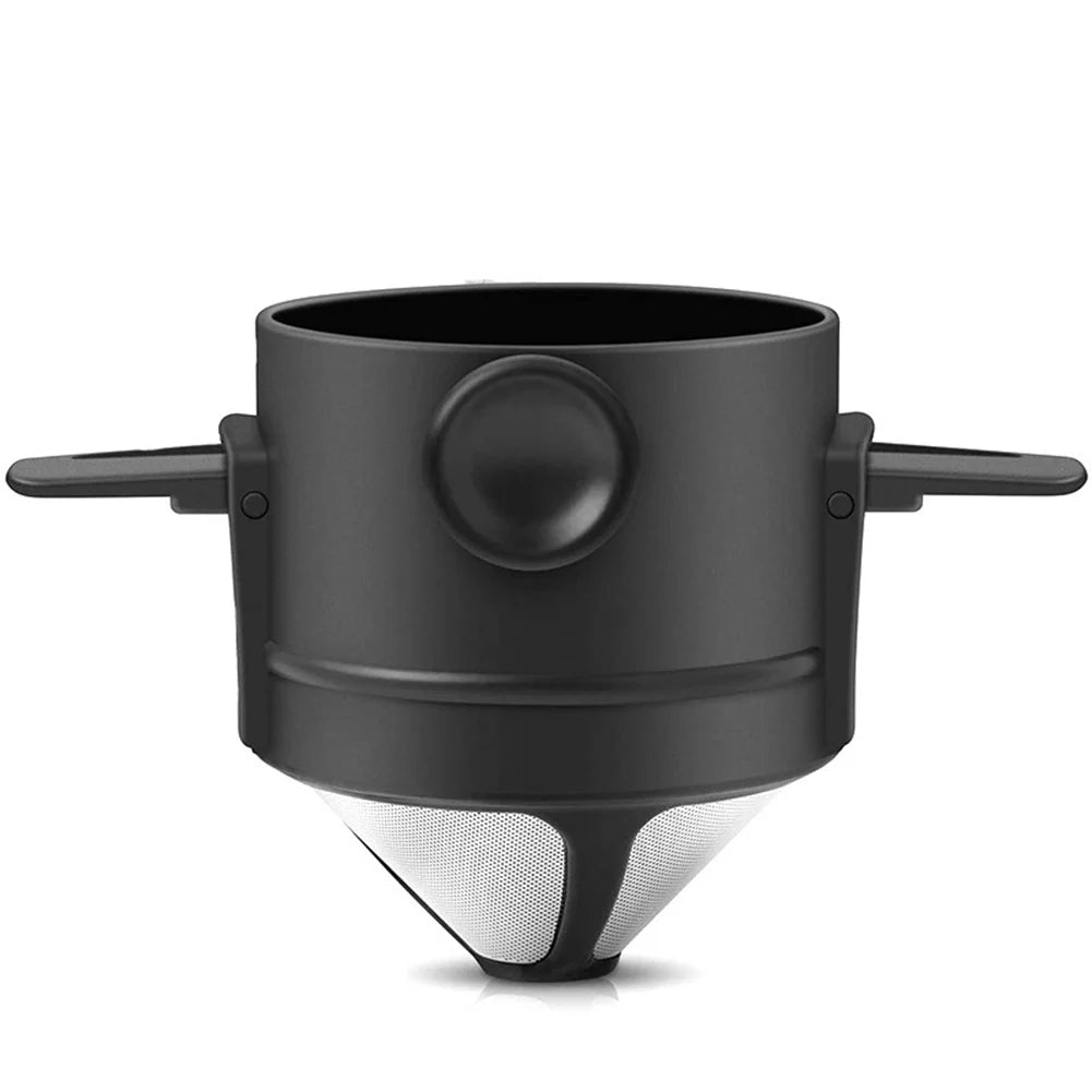 Cafetera portátil de acero inoxidable con filtro plegable