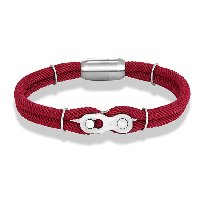 Biker Chain Magnetic Bracelet Rugged Rope & Rock Style