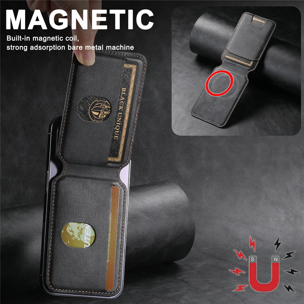 豪华 MagSafe 磁性皮革钱包,适用于 iPhone 16 Pro Max、15、14、13、12 和 11