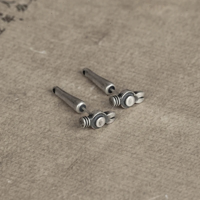 Artisan Hammer Stud Earrings 925 Silver