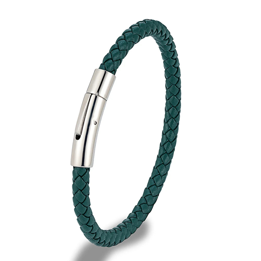 Bracelet en cuir tressé avec fermoir magnétique pour hommes et femmes