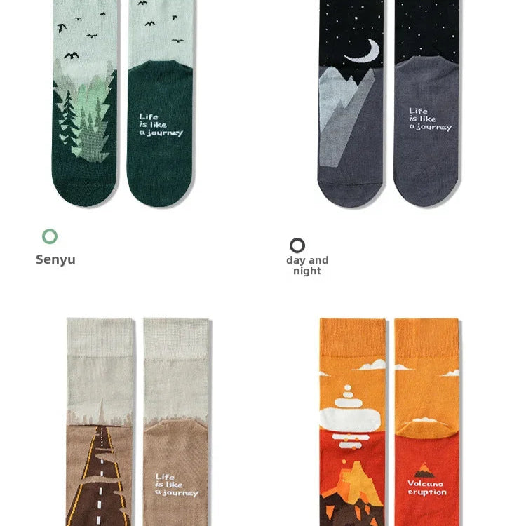 Adventure Ready Cotton Socks Breathable, Anti-Odor, Unisex Mid-Calf Style for Walking, Cycling & Riding
