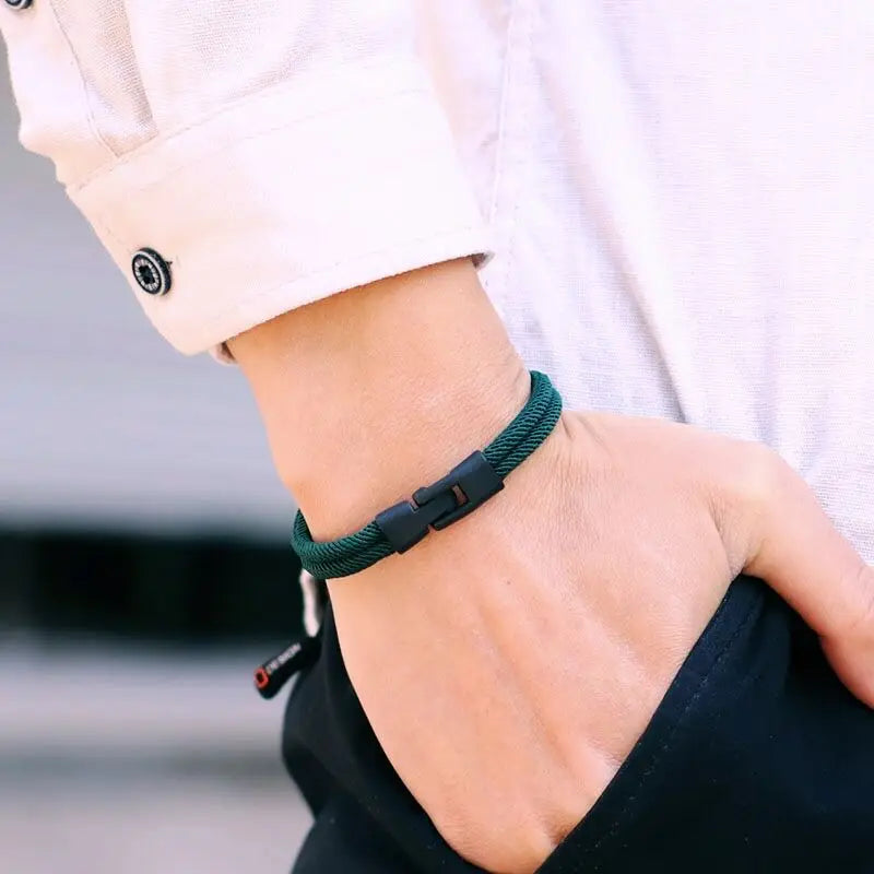 Dual Weave Bracelet Represents the double layer intertwined with style and resistance