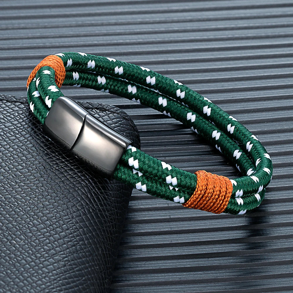 Fashion Nautical Bracelet Woven Rope with Stainless Steel Accent