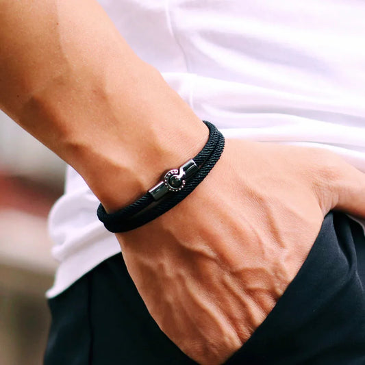 Simple Style Men Rope Bracelet Magnet Buckle Bilayer Outdoor Sports Nautical Braslet Pulseras Para Hombre Perfect Gift For Him deideas